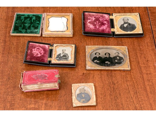 Antique Lot Of Daguerrotypes And Ambrotypes, Some With Cases