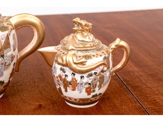 Antique Japanese Satsuma Pottery Teaset, Early 20th C.