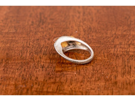 Collection Of Amber Mounted Sterling Jewelry