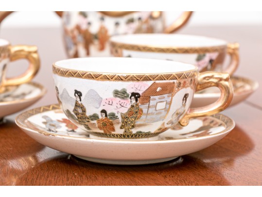 Antique Japanese Satsuma Pottery Teaset, Early 20th C.