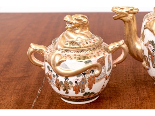 Antique Japanese Satsuma Pottery Teaset, Early 20th C.