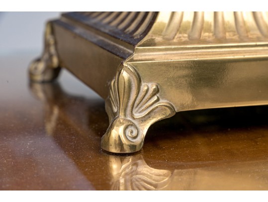 Amazing Pair Of Brass Table Lamps With Shades