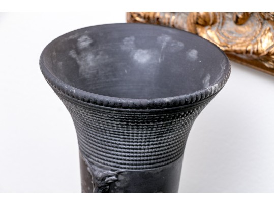 English Wedgewood Basalt Ware Footed Trumpet Vase