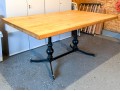 Attractive Iron Base, Butcher Block Top Table 