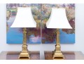 Amazing Pair Of Brass Table Lamps With Shades