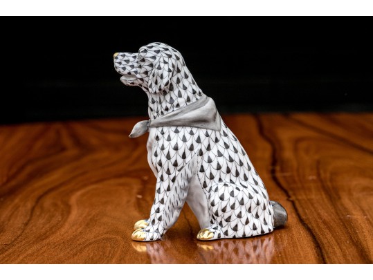 Collection Of Two Herend, Hungarian Porcelain Dogs