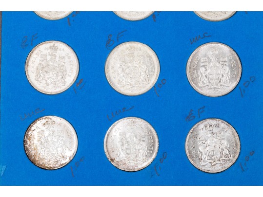 Collection Of 36 Pre-1967 Canadian Silver Half Dollars