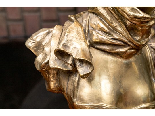 Georges Van Der Straeten (Belgian, 1856-1941) Young Woman With Kerchief Bronze Bust