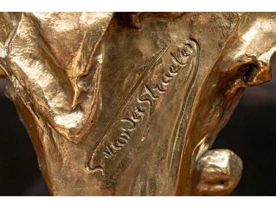 Georges Van Der Straeten (Belgian, 1856-1941) Young Woman With Kerchief Bronze Bust