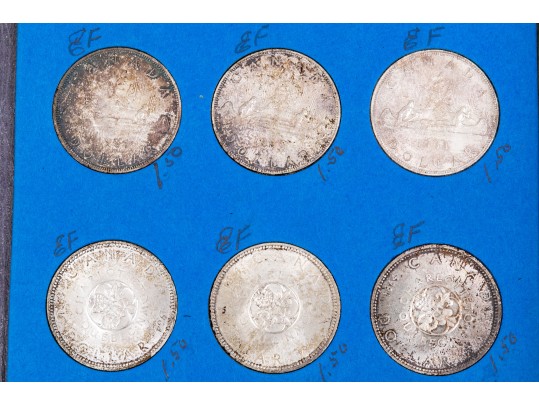 Collection Of 24 Canadian Silver Dollars