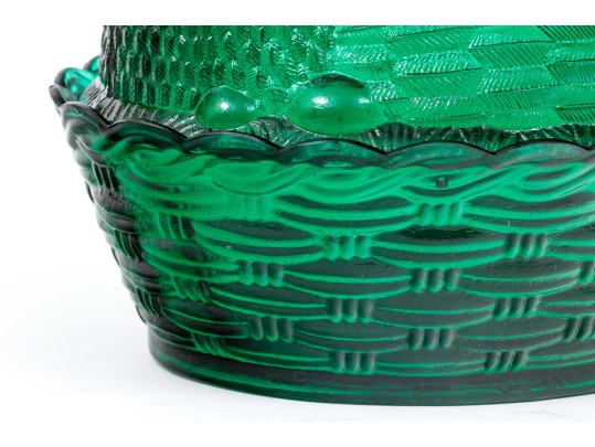 Fantastic Moulded Glass Turkey Form Covered Bowl