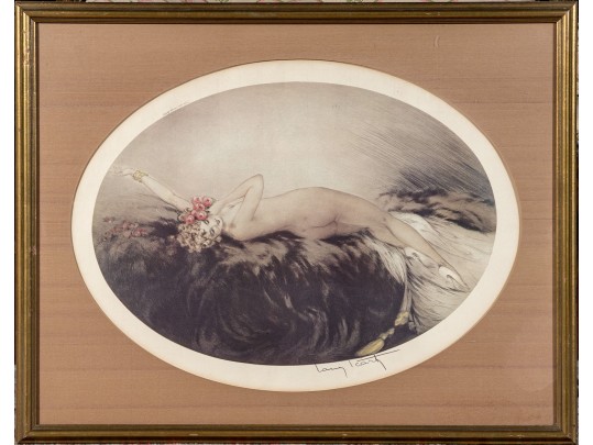 Louis Icart (French, 1888-1950) Nude Woman Print