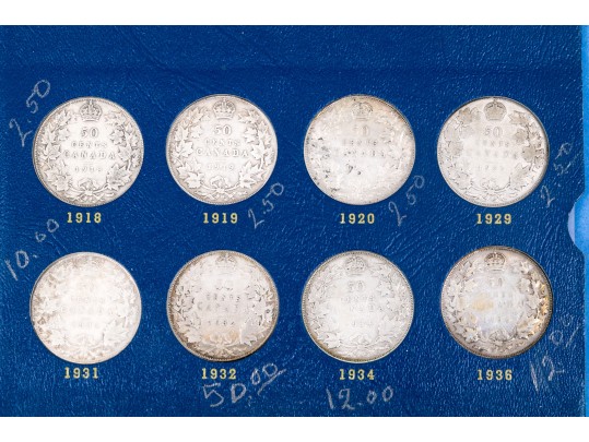 Collection Of 33 Canadian Silver Half Dollars, Pre 1940