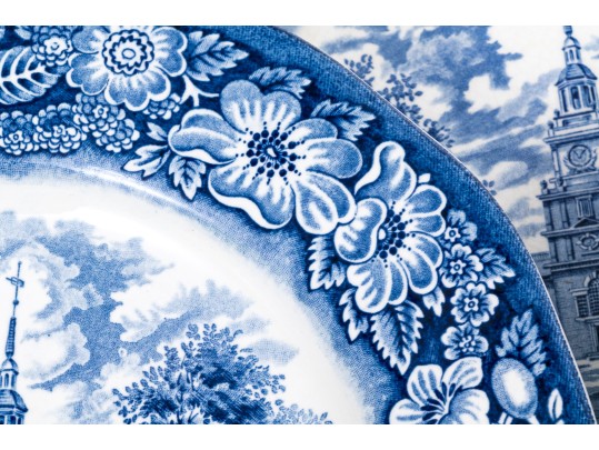 Set Of 8 English, Staffordshire Ironstone Liberty Blue Entree Dishes