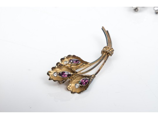 Collection Of Sterling Bracelet, Earrings And Floral Brooch