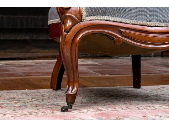 Distinguished Victorian Needlepoint Carved Armchair 