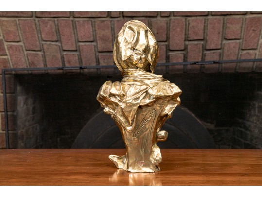 Georges Van Der Straeten (Belgian, 1856-1941) Young Woman With Kerchief Bronze Bust