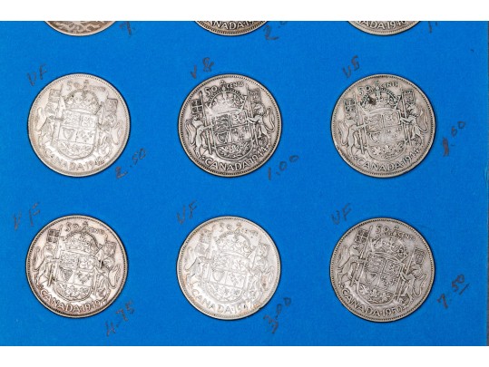 Collection Of 36 Pre-1967 Canadian Silver Half Dollars