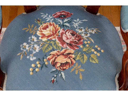 Distinguished Victorian Needlepoint Carved Armchair 
