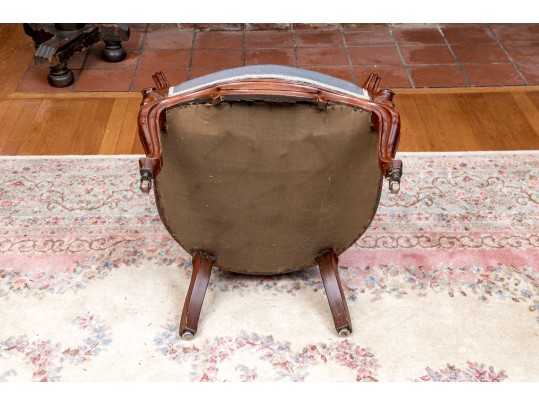 Distinguished Victorian Needlepoint Carved Armchair 