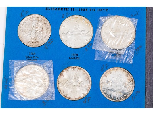 Collection Of 24 Canadian Silver Dollars