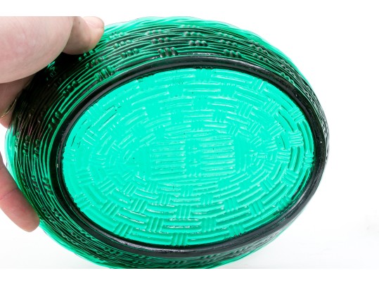 Fantastic Moulded Glass Turkey Form Covered Bowl