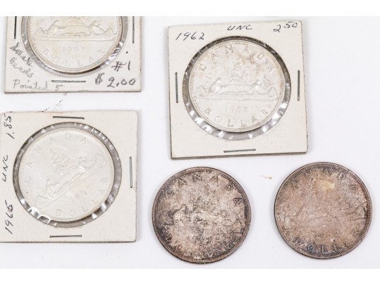 Collection Of 9 Canadian Silver Dollars