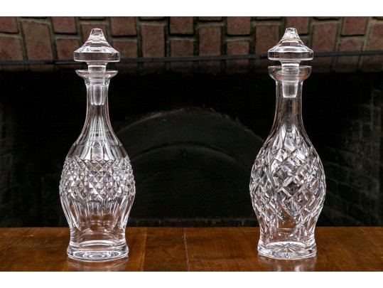Set Of Two Beautifully Cut Crystal Waterford Decanters