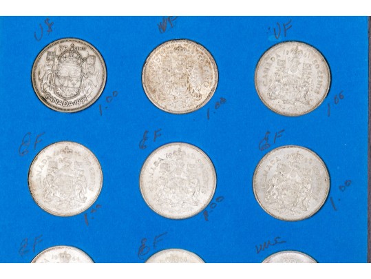 Collection Of 36 Pre-1967 Canadian Silver Half Dollars