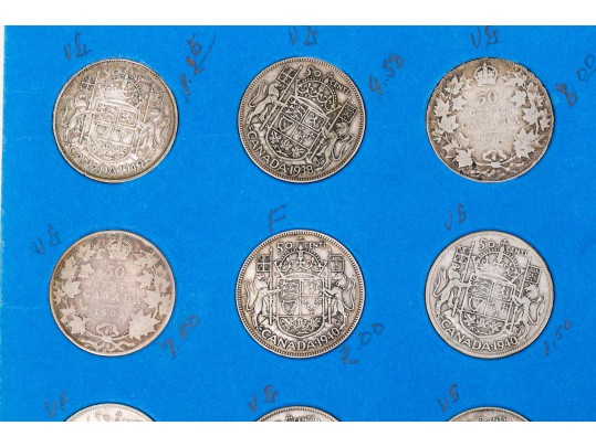 Collection Of 36 Pre-1967 Canadian Silver Half Dollars