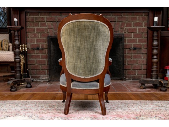 Distinguished Victorian Needlepoint Carved Armchair 