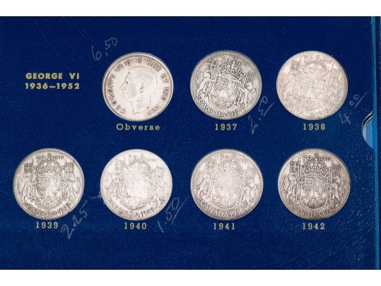 Collection Of 46 Canadian Silver Half Dollars