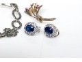 Collection Of Sterling Bracelet, Earrings And Floral Brooch