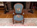 Distinguished Victorian Needlepoint Carved Armchair 