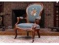 Distinguished Victorian Needlepoint Carved Armchair 