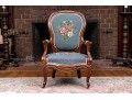 Distinguished Victorian Needlepoint Carved Armchair 