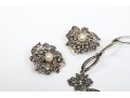 Collection Of Sterling Bracelet, Earrings And Floral Brooch