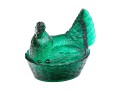 Fantastic Moulded Glass Turkey Form Covered Bowl