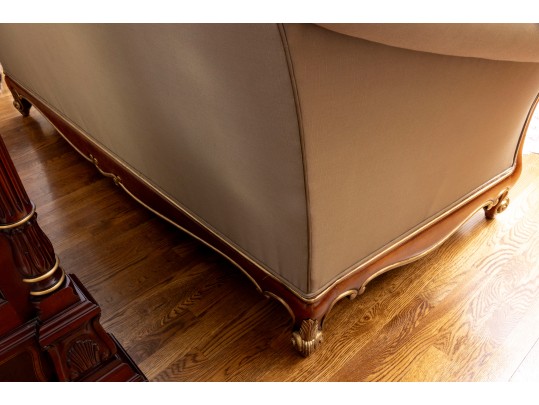 Henredon Taupe Silk Rolled Arm Sofa