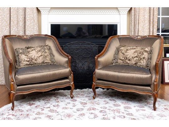 Henredon Taupe Silk Bergeres