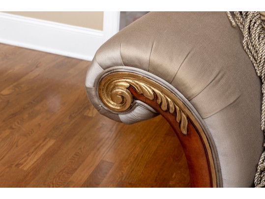 Henredon Taupe Silk Rolled Arm Sofa