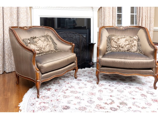 Henredon Taupe Silk Bergeres