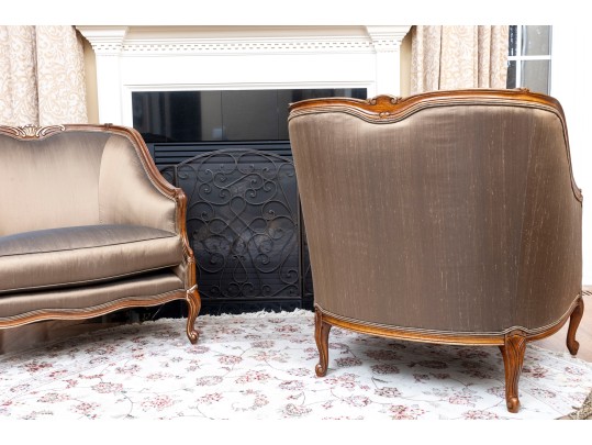 Henredon Taupe Silk Bergeres