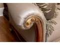 Henredon Taupe Silk Rolled Arm Sofa
