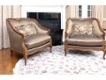 Henredon Taupe Silk Bergeres