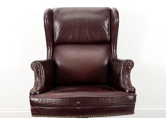 Burgundy Leather Wingback Executive Desk Chair
