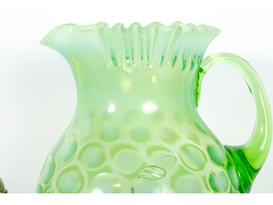 Green Depression Coin Spot Glass