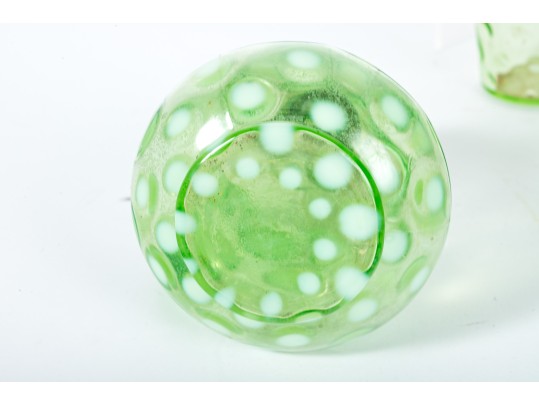 Green Depression Coin Spot Glass
