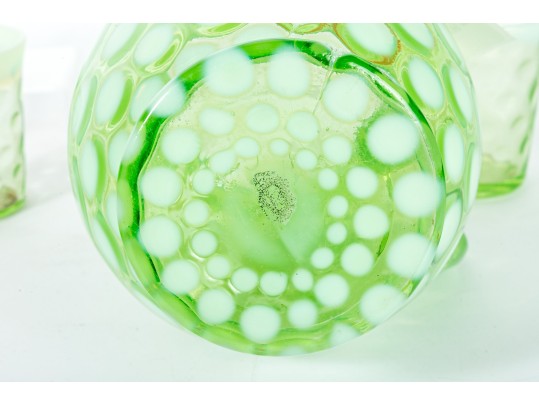 Green Depression Coin Spot Glass