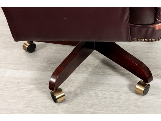 Burgundy Leather Wingback Executive Desk Chair